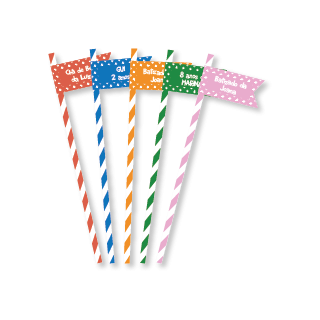 Bandeirinha para canudos coleção Arco-Íris Bolinha