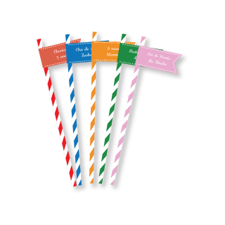 Bandeirinha para canudo coleção Arco-Íris Liso