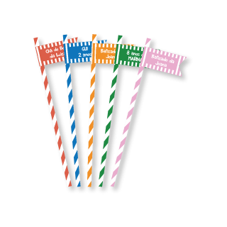 Bandeirinha para canudos coleção Arco-Íris Vertical