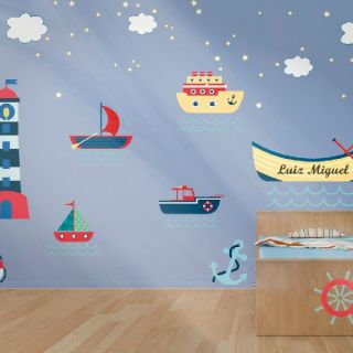 Kit Adesivo de Parede - Barquinho