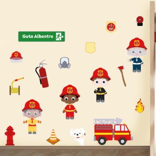 Kit Adesivo de Parede - Bombeiro