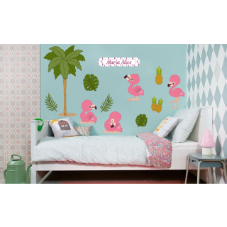 Kit Adesivo de Parede - Flamingo