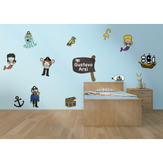 Kit Adesivo de Parede - Pirata