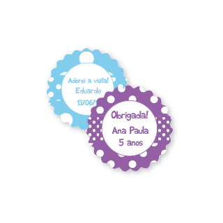 Etiqueta Formato Flor G coleção Arco-Íris Bolinha