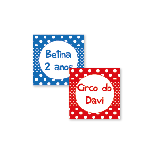 Etiquetas para Lembrancinhas Quadrada TAM G coleção Arco-Íris Bolinhas