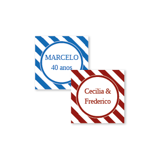 Etiqueta para Lembrancinha Quadrada TAM G coleção Arco-Íris Lista Diagonal