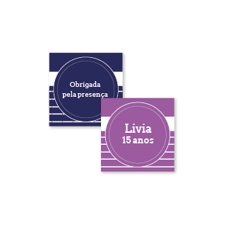 Etiqueta para Lembrancinha Quadrada TAM G coleção Arco-Íris Lista Horizontal