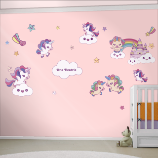 Kit Adesivo de Parede - Unicórnio
