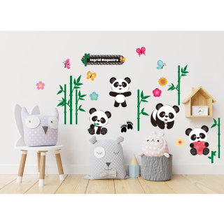 Kit Adesivo de Parede - Urso Panda